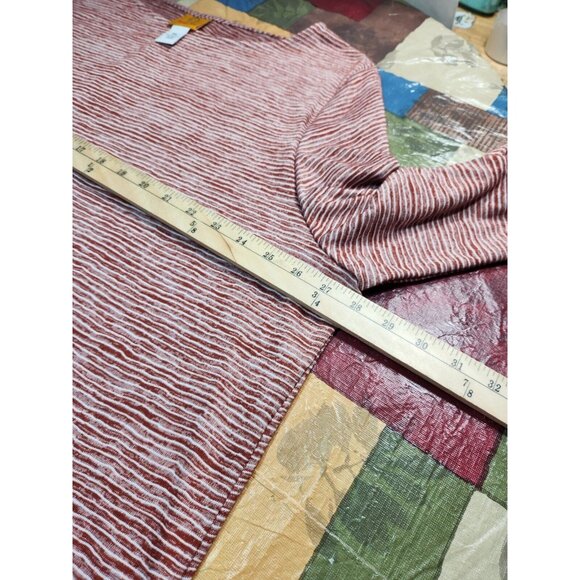 Ruby Rd Women's Plus Size 3X Top Blouse Crewneck 3/4 sleeve Brown Striped -25 - Picture 6 of 9